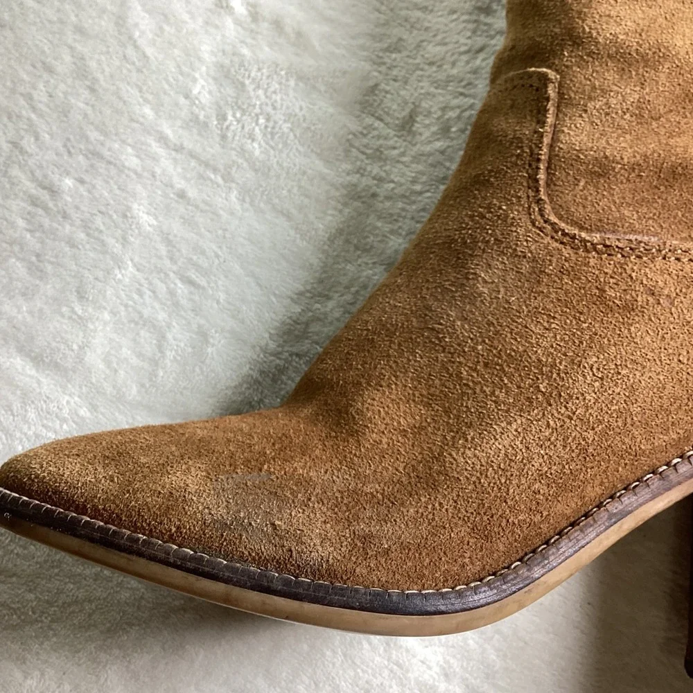 Steve Madden Palisade Tan Suede Over The Knee Tall Boots Stacked Block Heel